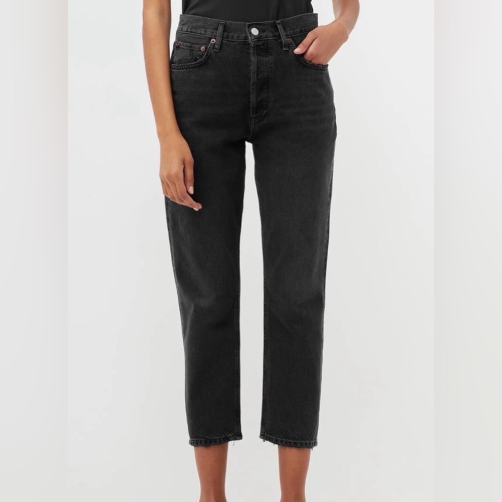REVOLVE AGOLDE Riley High Rise Straight Crop 25”Black Jeans size 30